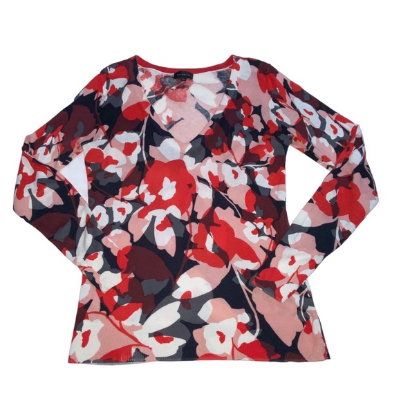 The Limited Floral Multi-Colored V-Neck Knit Lightweight Top - Women’s Small - Picture 2 of 11